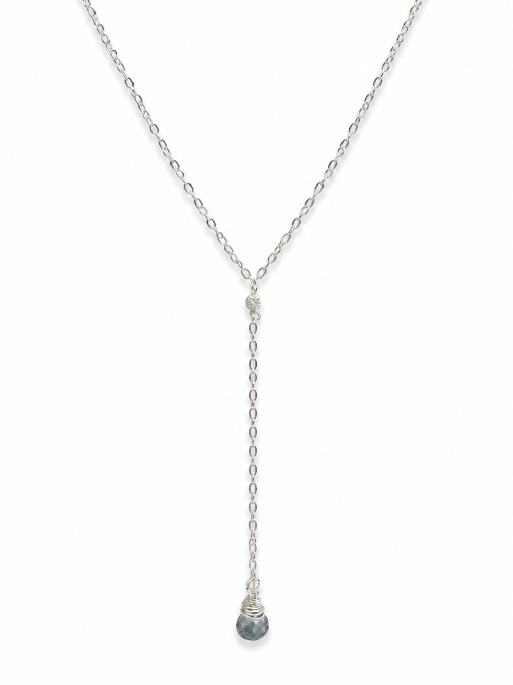 N11337 Aquamarine Moss Lariat Necklace